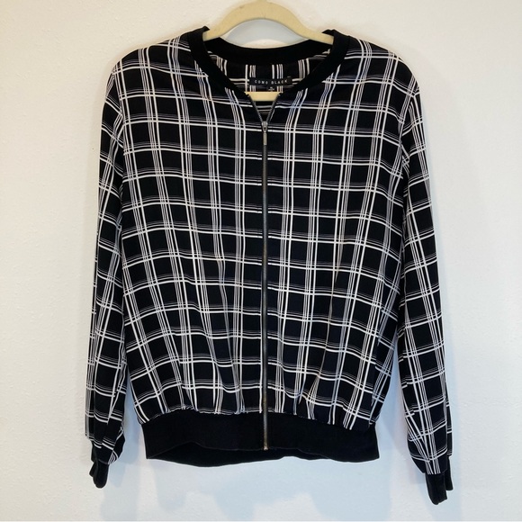 Como Black Grid Pattern Bomber Jacket XL - Picture 2 of 5
